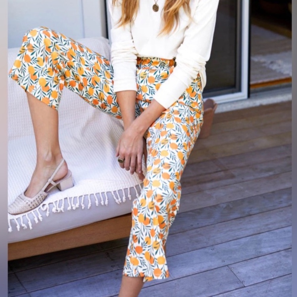 Emerson Fry Orange and White Cropped Pants